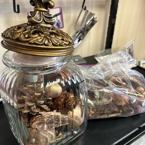 Decorative Glass Jar with Gold Lid